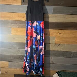 Vince Camuto Black and Multicolor High Low Dress